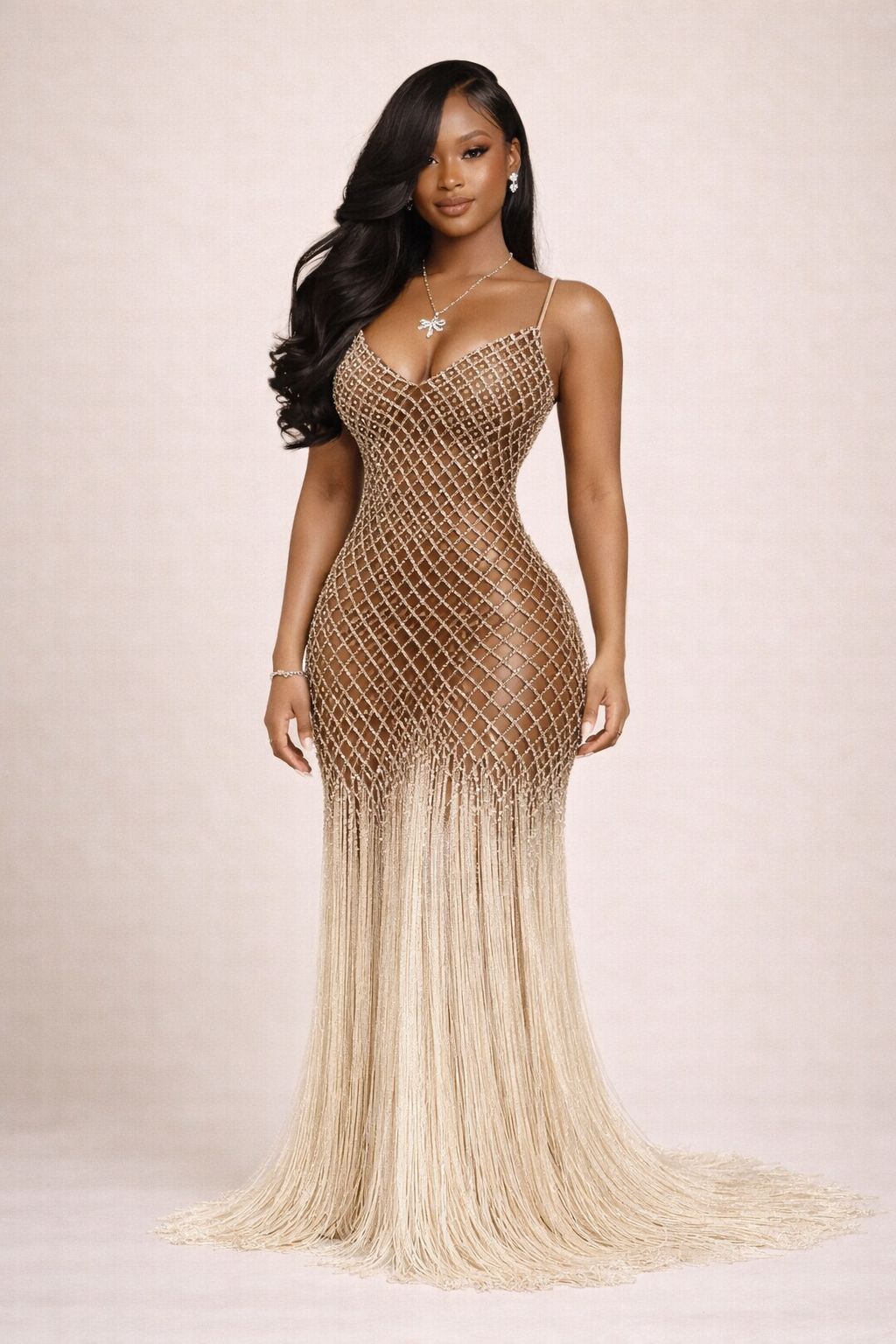 Gilded Desire Fringe Gown